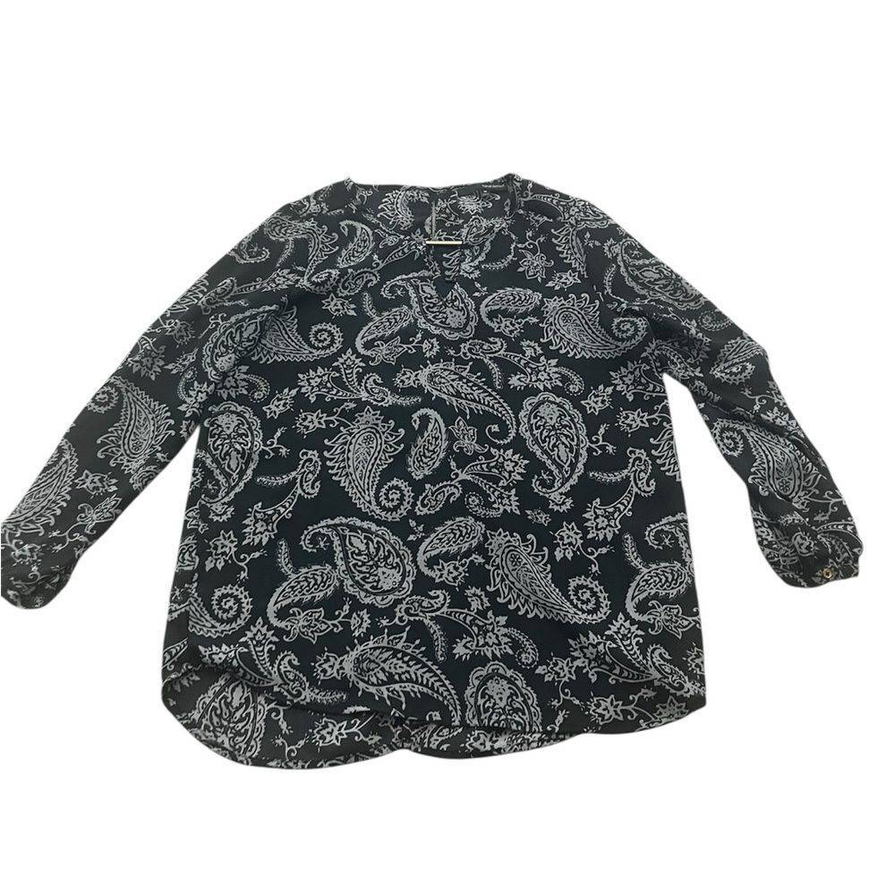 Harvé Benard Elegant Black and Gray Floral Blouse